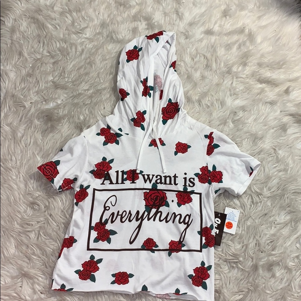 White Crop Top with Roses